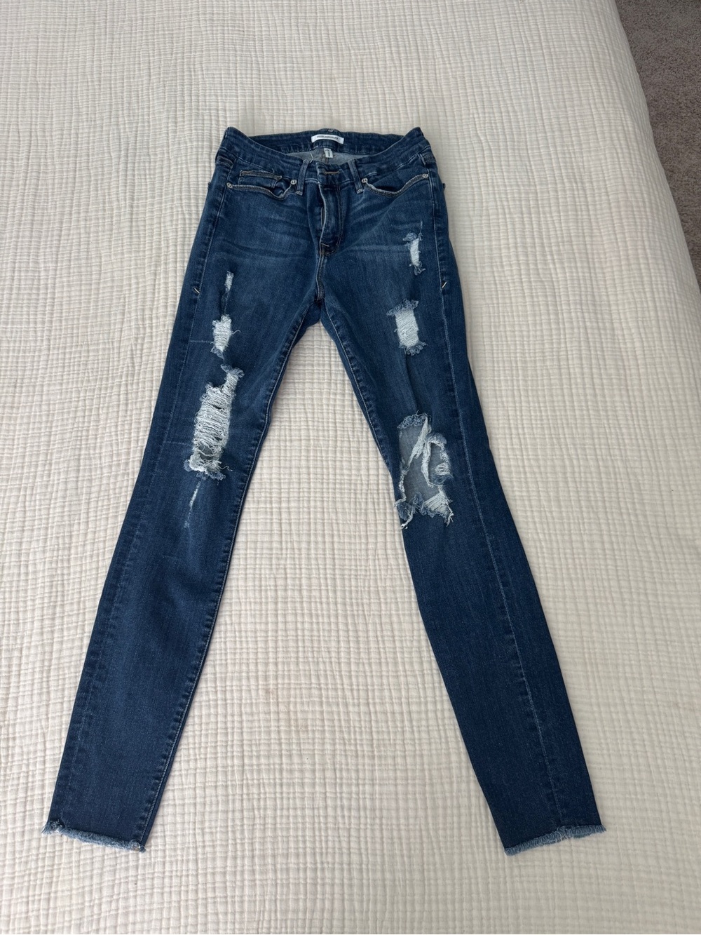 Good American Indigo Ripped Skinny Jeans